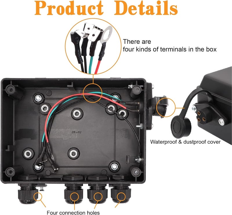 Torkettle Winch Solenoid Relay Control contactor Box for 8000-17000lbs Electric ATV UTV Winch 12V - Image 3